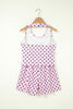 Brown Polka Dot Halter Tank Drawstring Elastic Waist Short Set
