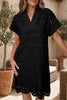 Rose Red Solid Color Eyelet Embroidered T Shirt Mini Dress