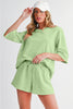 Bonbon Loose V Neck Tee and Drawstring Shorts Set