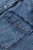 Beau Blue Chest Pocket Raw Hem Denim Loose Shirt Dress