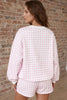Pink Plaid Baggy Pullover Drawstring Casual Shorts 2pcs Outfit