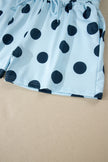 Pink Polka Dot Print Loose Tee Drawstring Elastic Waist Short Set