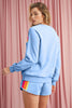 Black Colorful Striped Long Sleeve Pullover and Shorts Set