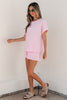 Pink Stripe Matching Oversized Tee and Drawstring Shorts Set