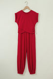 Beau Blue Solid Color Cropped Tank Top and Jogger Pants Set
