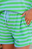 Pink Stripe Puff Short Sleeve T Shirt Matching Shorts Set
