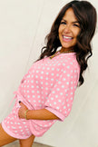 Pink Polka Dot Oversized Top Drawstring Short Set