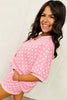 Pink Polka Dot Oversized Top Drawstring Short Set