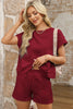 Red Dahlia Textured Short Sleeve Top and Shorts Set