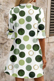 Green Polka Dot Print Flounced Half Sleeve Casual Vacation Style Mini Dress