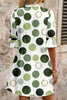 Green Polka Dot Print Flounced Half Sleeve Casual Vacation Style Mini Dress