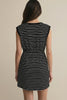 Beige Stripe Drawstring Tunic Tank Mini Dress with Pockets