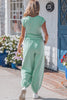 Beau Blue Solid Color Cropped Tank Top and Jogger Pants Set