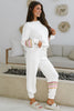Beige Striped Drop Shoulder Pullover and Jogger Pants Active Outfit