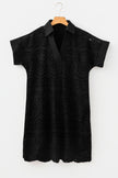 Rose Red Solid Color Eyelet Embroidered T Shirt Mini Dress