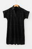 Rose Red Solid Color Eyelet Embroidered T Shirt Mini Dress