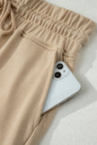 Mist Blue Solid Color Loose Tee Drawstring Wide Leg Pants 2pcs Outfit