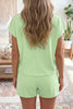 Mist Blue Loose Polo Tee Elastic Waist 2pcs Short Set