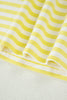Yellow Stripe Colorblock Trim V Neck Tee Drawstring Elastic Waist Short Set