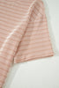 Rose Stripe Raised Rib Loose Tee Drawstring Elastic Waist 2pcs Short Set