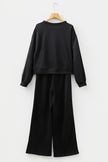 Gray Morn Varsity Striped Detail Cropped Pullover Wide Leg Pants 2pcs Outfit