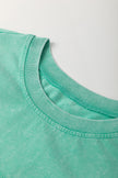 Mint Green Mineral Wash Flower Patchwork Mini T Shirt Dress