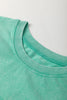 Mint Green Mineral Wash Flower Patchwork Mini T Shirt Dress