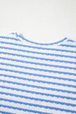 Pink Striped Print Short Sleeve Top and Pocket Shorts Set