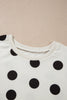 Pink Polka Dot Print Loose Tee Drawstring Elastic Waist Short Set