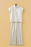 Light Grey Half Zip Polo Tee Casual Pant Set
