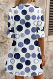Green Polka Dot Print Flounced Half Sleeve Casual Vacation Style Mini Dress