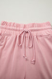 Mist Blue Solid Color Loose Tee Drawstring Wide Leg Pants 2pcs Outfit