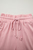 Mist Blue Solid Color Loose Tee Drawstring Wide Leg Pants 2pcs Outfit