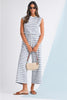 Rose Stripe Casual  Tee and Wide Leg Pants Set