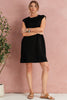 Black Textured Cap Sleeve T Shirt Shift Mini Dress