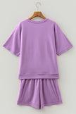 Mint Green Raw Edge Patch Pocket Oversized Top and Shorts Set
