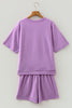 Mint Green Raw Edge Patch Pocket Oversized Top and Shorts Set