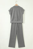 Light Grey Half Zip Polo Tee Casual Pant Set