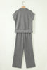 Light Grey Half Zip Polo Tee Casual Pant Set