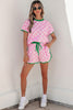 Pink Polka Dot Contrast Edge Casual Short Set