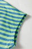 Yellow Stripe Colorblock Trim V Neck Tee Drawstring Elastic Waist Short Set
