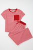 Rose Stripe Crew Neck Tee Drawstring Waist Cropped Pants Set