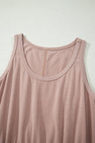 Smoke Gray Mineral Wash U Neck Elastic Waist Sleeveless Mini Dress