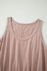 Smoke Gray Mineral Wash U Neck Elastic Waist Sleeveless Mini Dress