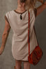 Parchment Stylish Textured Color Block Trim Shift Mini Dress