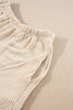 Chestnut Corded Long Sleeve Top and High Waist Shorts Set