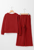 Red Dahlia Textured Loose Slouchy Long Sleeve Top and Pants Set