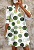 Green Polka Dot Print Flounced Half Sleeve Casual Vacation Style Mini Dress
