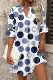 Green Polka Dot Print Flounced Half Sleeve Casual Vacation Style Mini Dress