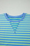 Green Stripe Striped Ribbed Cotton Two-Piece Pant Set with Chest Patch Detail